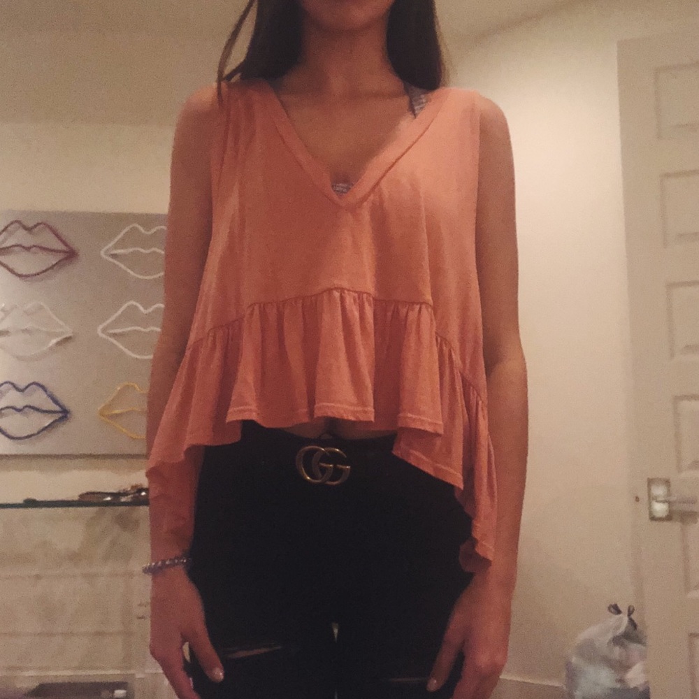 Urban Outfitters pink ruffle tank